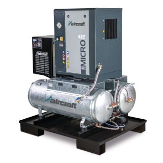 Aircraft A-DUO-MICRO SE compressed air station with 2x100 l container refrigeration dryers, automatic drain, prefilter and Condensate for oil water separation from 4.0 to 08 2x100 KK